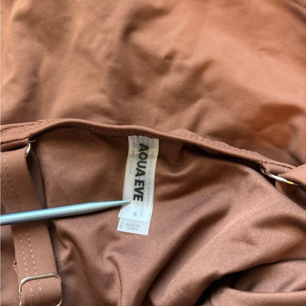 NWOT Aqua Eve One-Piece Tummy Control Vintage Swimsuit Chocolate Brown Size S